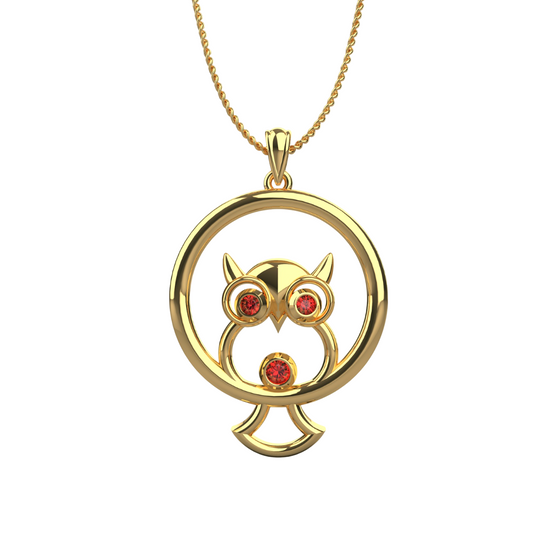 Ruby Owl Necklace